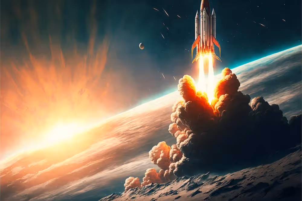 A rocket launching, illustrating a website going live