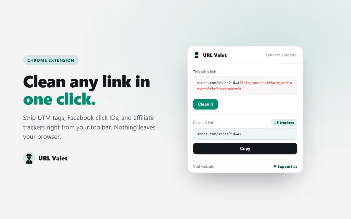 The URL Valet web app